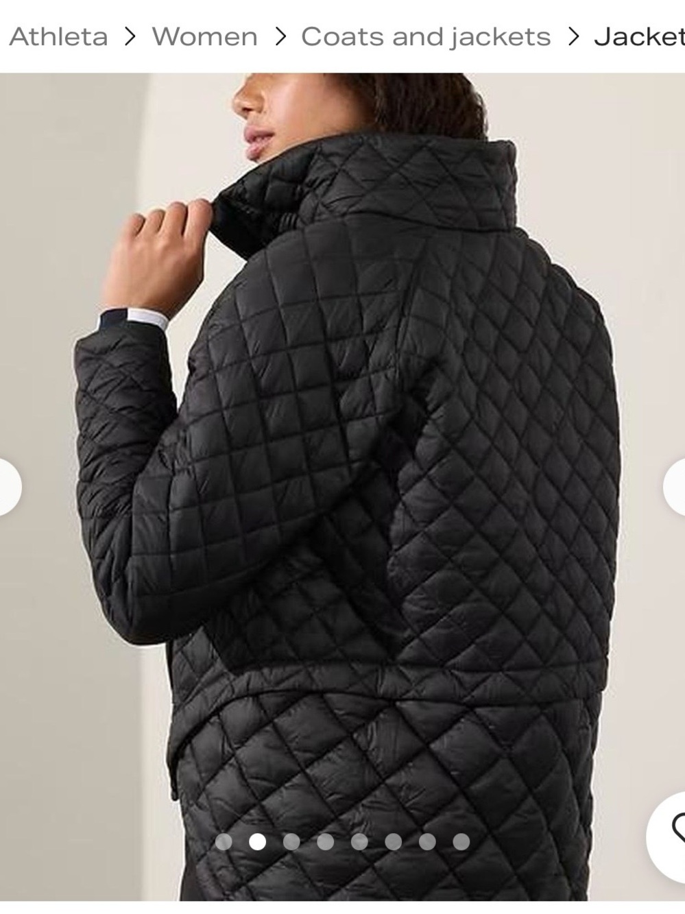 Athleta Black Quilted Diamond-Pattern Puff Jacket